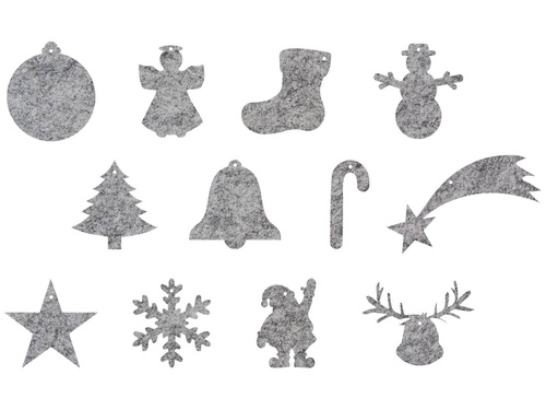 Felt christmas tree hanging decoration - 10 cm - 12 pcs
