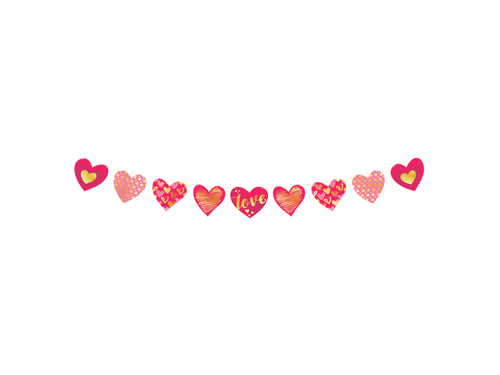 Paper garland Hearts in patterns - 200 cm - 1 pc.