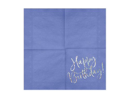Serwetki urodzinowe granatowe Happy Birthday - 33 cm - 20 szt.