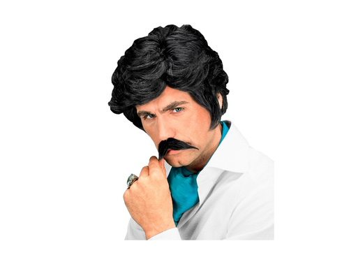 Czarna peruka Playboy z wąsami