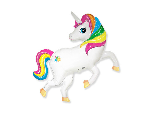 Rainbow Unicorn foil stick balloon - 37 x 36 cm - 1 pc