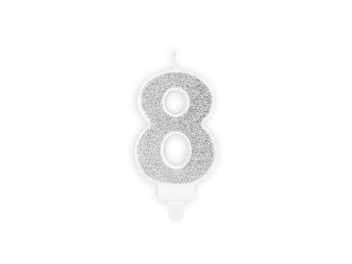 Number candle with glitter - 8 - 1 piece.