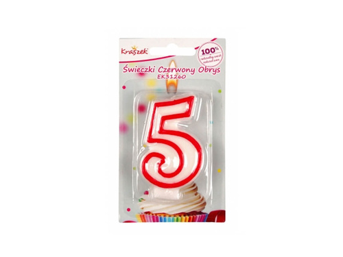 Number candle with red border - 5 - five