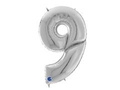 Balon foliowy cyfra 9 srebrna - 163 cm - 1 szt.