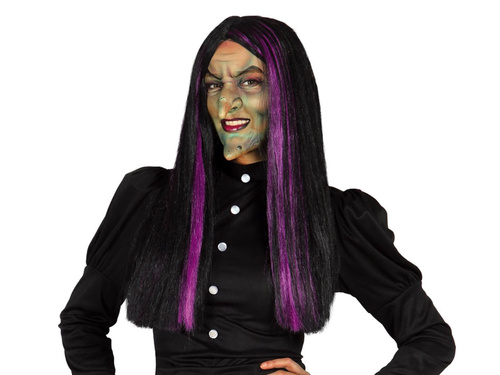 Witch Wig Black with purple streaks - 1 pc