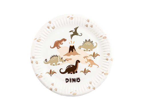 Talerzyki papierowe na urodziny Dinozaury - 18 cm - 6 szt.