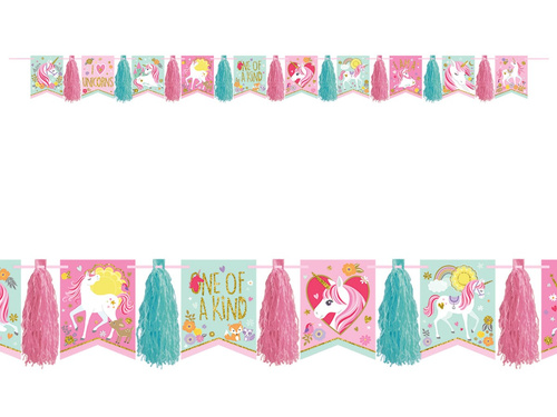 Tassel garland magic unicorn - 304 cm - 1 pcs.