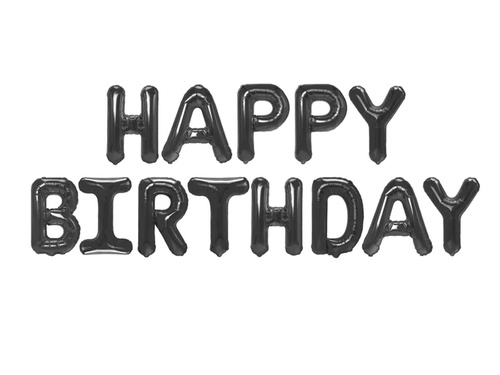 Happy Birthday foil balloon - black
