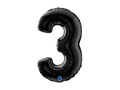 Balon foliowy cyfra 3 czarny - 26" - 1 szt.