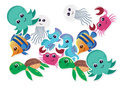 Double-sided decoration Underwater World - 12 pcs.