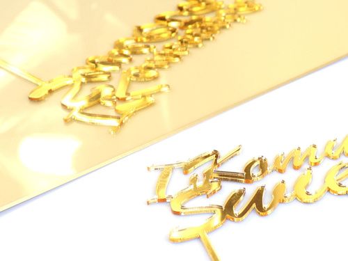 Cake topper, gold plexi - 16x21 cm - 1 pc