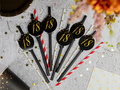 Sparkling black straws for the eighteenth birthday - 6 pcs.