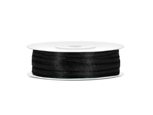 Satin ribbon, black, 3 mm / 50 m, 1 pc.