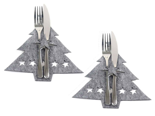Etui na sztućce ze sztywnego filcu - Choinka - 2 szt.