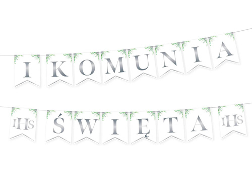 First Holy Communion banner with eucalyptus - 240 cm - 1 pc.