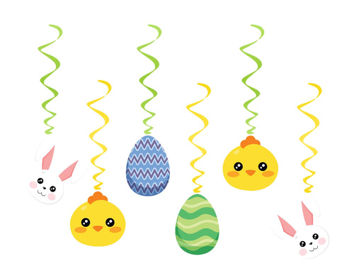 Hanging decoration MIX colorful pigs for Easter - 6 pcs.