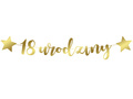 Baner z napisem 18 urodziny z gwiazdkami złoty - 140 cm - 1 szt.