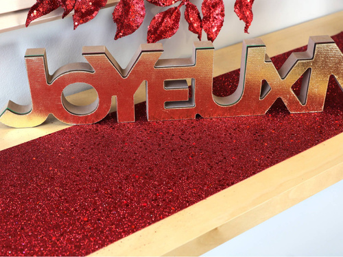 Decoration glitter table runner - red - 18 cm x 5 m - 1 pcs.