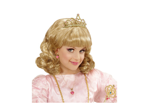 Blond peruka księżniczki z tiarą