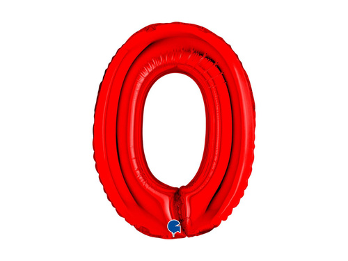 Balon foliowy cyfra 0 czerwony - 14" - 1 szt.