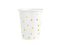 White paper cups with gold dots - 220 ml - 6 pcs.