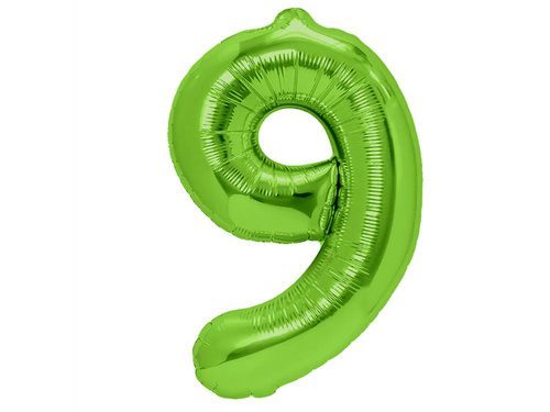 Foil balloon green number 9 - 100 cm - 1 pc.