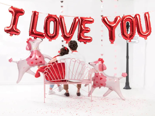 I Love You foil balloon set - red