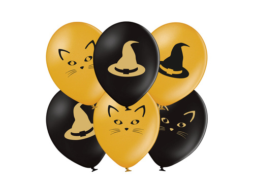 Printed Halloween balloons - The Witch and the Cat - 37 cm - 50 pcs.