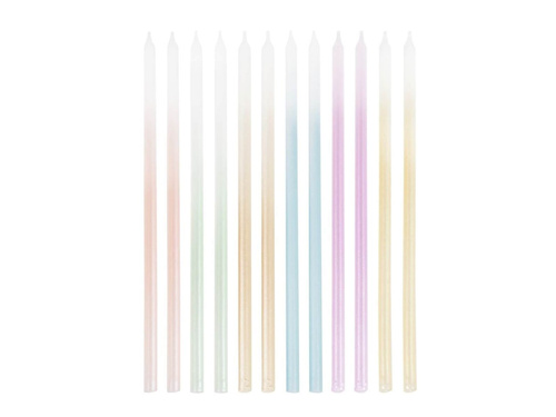 Świeczki urodzinowe ombre - 18 cm - 12 szt.