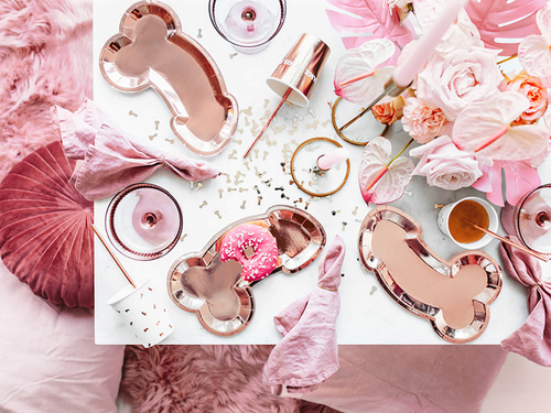 Plates Same penis forever pink gold - 26,5 cm - 6 pcs.