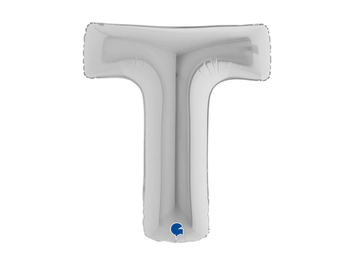 Balon foliowy literka T srebrny - 40" - 1 szt.