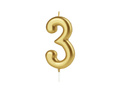 Gold number candle - 3 - 1 piece.