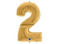 Balon foliowy cyfra 2 złota - 163 cm - 1 szt.