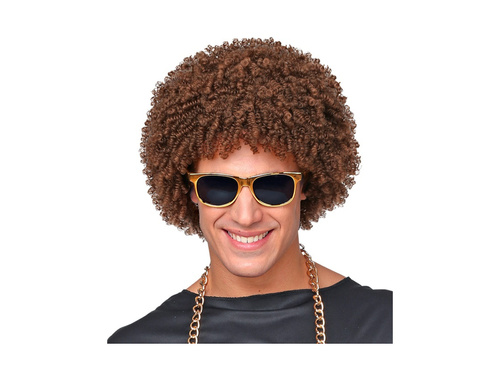 Brązowa peruka afro disco z lat 70.