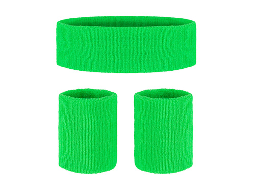 Opaski neonowe zielone Disco lata 80-te - 3 szt.