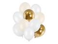 Balloons White and gold - 10 pcs