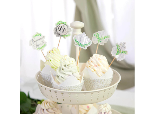 Cake picks for the First Holy Communion with eucalyptus - 5 pcs.