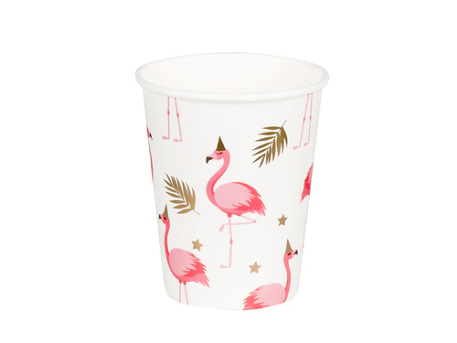 Kubeczki papierowe hawajskie Flamingi - 210 ml - 10 szt.