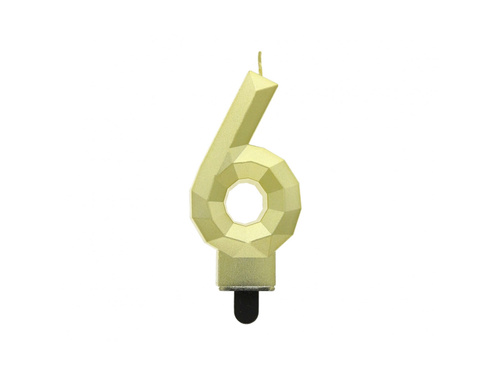 Gold diamond number candle - 6 - six