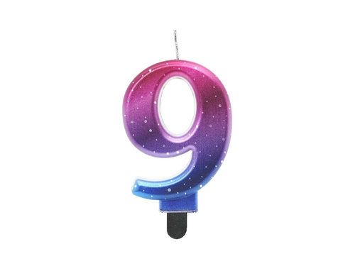 Night Sky metallic number candle - 9 - nine
