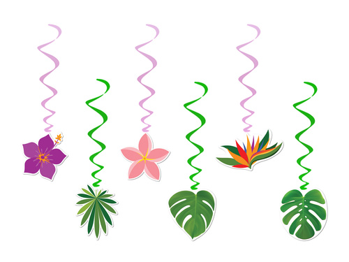 Hawaii Party birthday hanging decoration - 6 pcs.