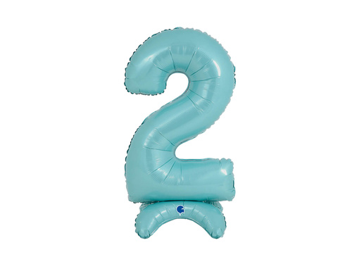 Number 2 Pastel Blue Standing Foil Balloon - 64 cm - 1 pc