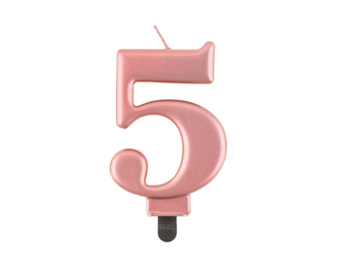 Metallic number candle rose gold - 5 - five