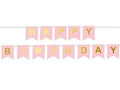 Pink flag banner with the inscription Happy Birthday - 190 cm - 1 pcs.