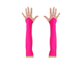Neonowo różowe satynowe rękawiczki bez palców 43 cm