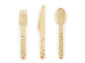 Wooden cutlery Stars, gold - 16 cm - 18 pcs.