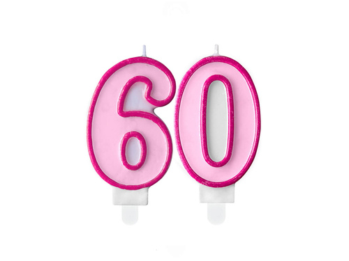 Number candles "60", pink, 2 pc