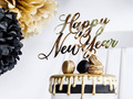 Happy New Year gold cake topper - 24 cm