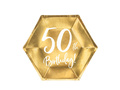 Zestaw kubeczki + talerzyki papierowe na urodziny złote 50th Birthday! - 12szt.