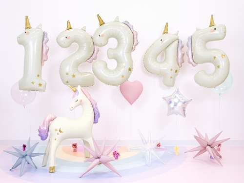 Balon foliowy jednorożec cyfra 1 - 93 cm - 1 szt.